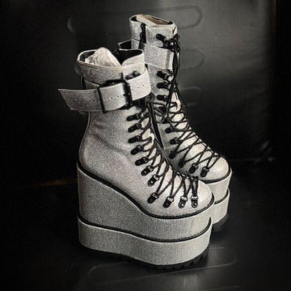 Crystal Double Stack Boots - Dolls Kill - SIZE 7 - NIB - Picture 4 of 8
